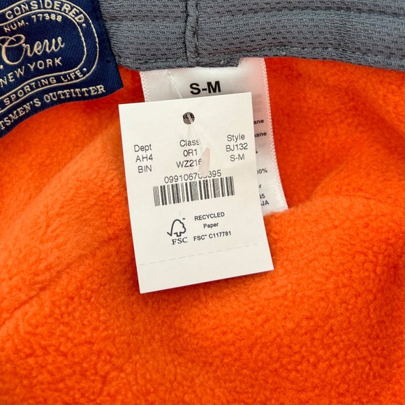 J. Crew Mens Mini Boonie Hat Size S/M Navy Blue Bucket Fleece Fishing Outdoors - Picture 4 of 6